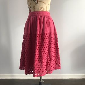 A-line midi skirt with eyelet texture